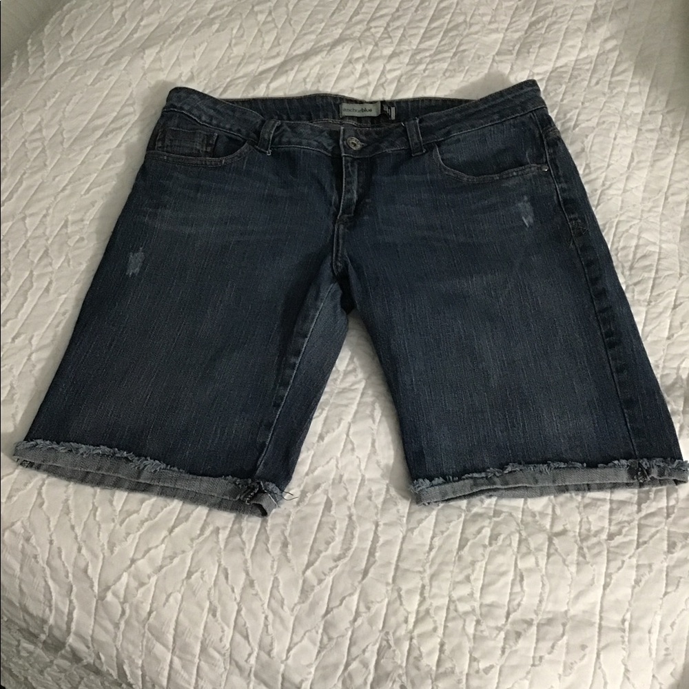 ANCHOR BLUE JEANS BERMUDA WOMEN'S DENIM SHORTS MED WASH SIZE 15.